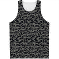 Black And Grey Digital Camo Print Men's Tank Top