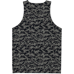 Black And Grey Digital Camo Print Men's Tank Top
