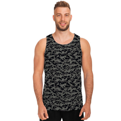 Black And Grey Digital Camo Print Men's Tank Top