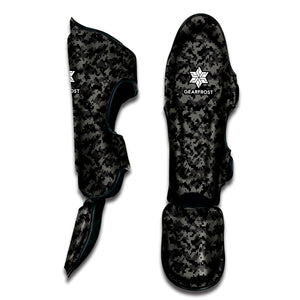 Black And Grey Digital Camo Print Muay Thai Shin Guard