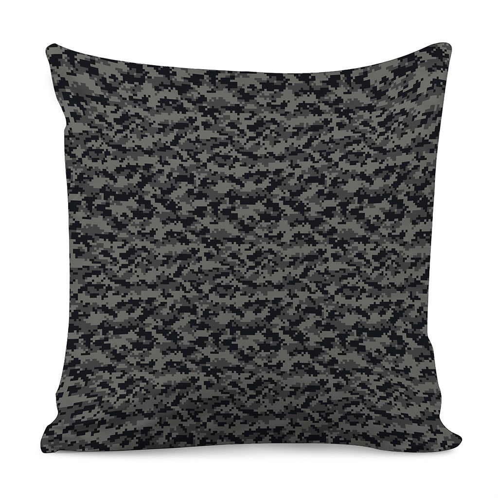 Black And Grey Digital Camo Print Pillow Cover