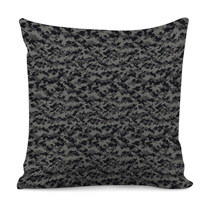 Black And Grey Digital Camo Print Pillow Cover