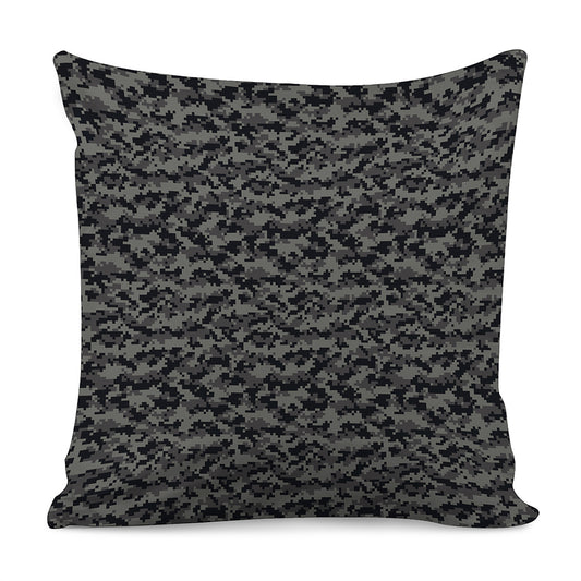 Black And Grey Digital Camo Print Pillow Cover