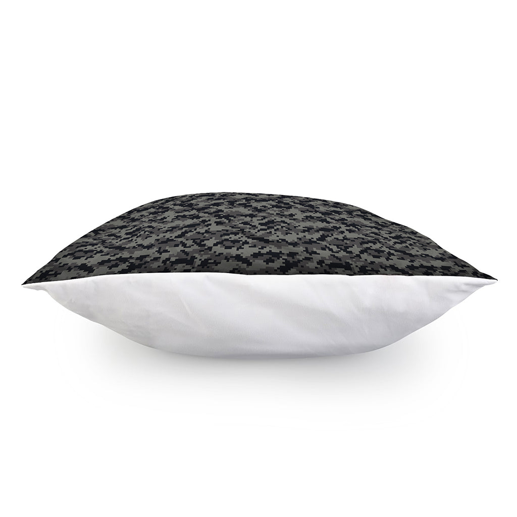 Black And Grey Digital Camo Print Pillow Cover