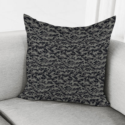 Black And Grey Digital Camo Print Pillow Cover