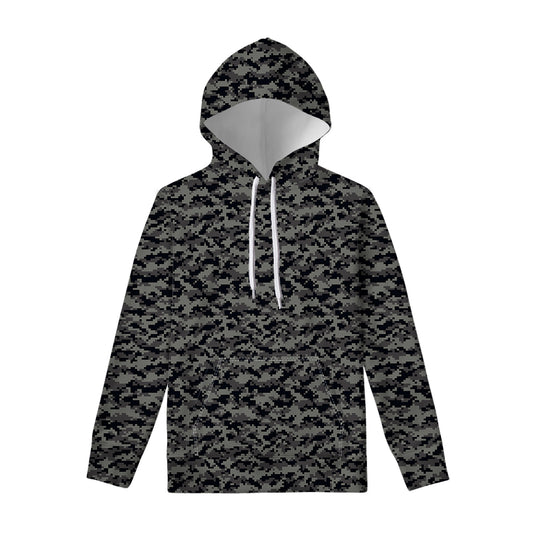Black And Grey Digital Camo Print Pullover Hoodie