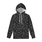 Black And Grey Digital Camo Print Pullover Hoodie
