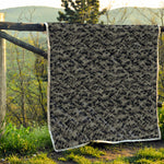 Black And Grey Digital Camo Print Quilt