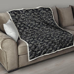 Black And Grey Digital Camo Print Quilt