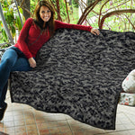 Black And Grey Digital Camo Print Quilt