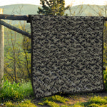 Black And Grey Digital Camo Print Quilt