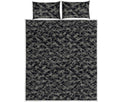 Black And Grey Digital Camo Print Quilt Bed Set