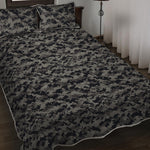 Black And Grey Digital Camo Print Quilt Bed Set