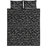 Black And Grey Digital Camo Print Quilt Bed Set