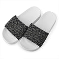 Black And Grey Digital Camo Print White Slide Sandals