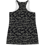Black And Grey Digital Camo Print Women's Racerback Tank Top