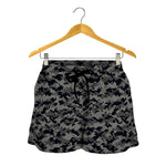 Black And Grey Digital Camo Print Women's Shorts