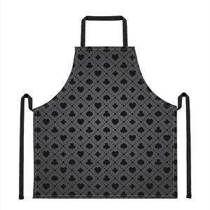 Black And Grey Playing Card Suits Print Apron