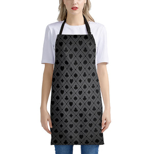 Black And Grey Playing Card Suits Print Apron