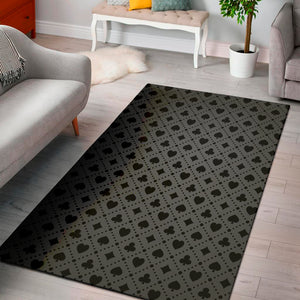 Black And Grey Playing Card Suits Print Area Rug