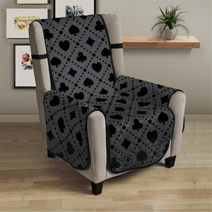 Black And Grey Playing Card Suits Print Armchair Protector