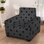 Black And Grey Playing Card Suits Print Armchair Slipcover