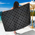 Black And Grey Playing Card Suits Print Beach Sarong Wrap