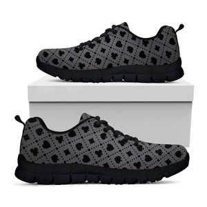 Black And Grey Playing Card Suits Print Black Sneakers