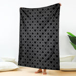 Black And Grey Playing Card Suits Print Blanket