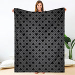 Black And Grey Playing Card Suits Print Blanket