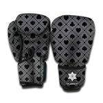 Black And Grey Playing Card Suits Print Boxing Gloves