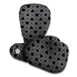 Black And Grey Playing Card Suits Print Boxing Gloves