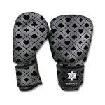 Black And Grey Playing Card Suits Print Boxing Gloves