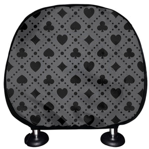 Black And Grey Playing Card Suits Print Car Headrest Covers