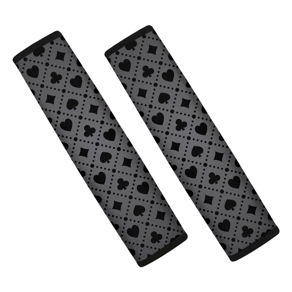 Black And Grey Playing Card Suits Print Car Seat Belt Covers