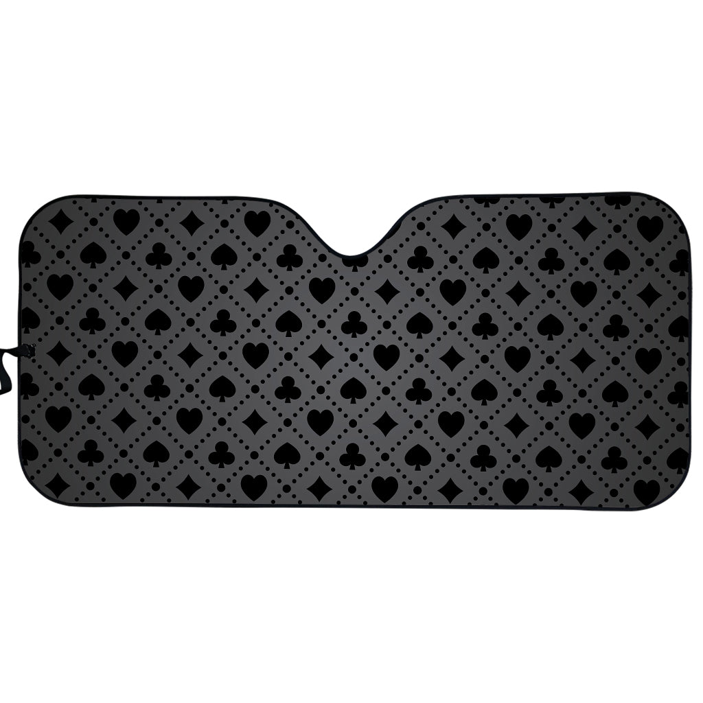 Black And Grey Playing Card Suits Print Car Sun Shade