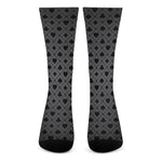 Black And Grey Playing Card Suits Print Crew Socks