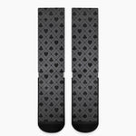 Black And Grey Playing Card Suits Print Crew Socks