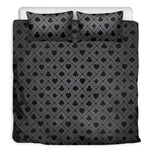 Black And Grey Playing Card Suits Print Duvet Cover Bedding Set