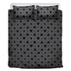 Black And Grey Playing Card Suits Print Duvet Cover Bedding Set