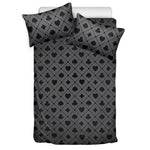 Black And Grey Playing Card Suits Print Duvet Cover Bedding Set