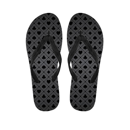 Black And Grey Playing Card Suits Print Flip Flops