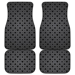 Black And Grey Playing Card Suits Print Front and Back Car Floor Mats