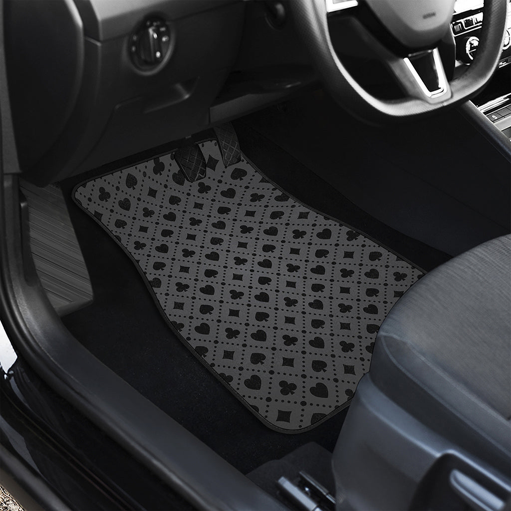 Black And Grey Playing Card Suits Print Front and Back Car Floor Mats