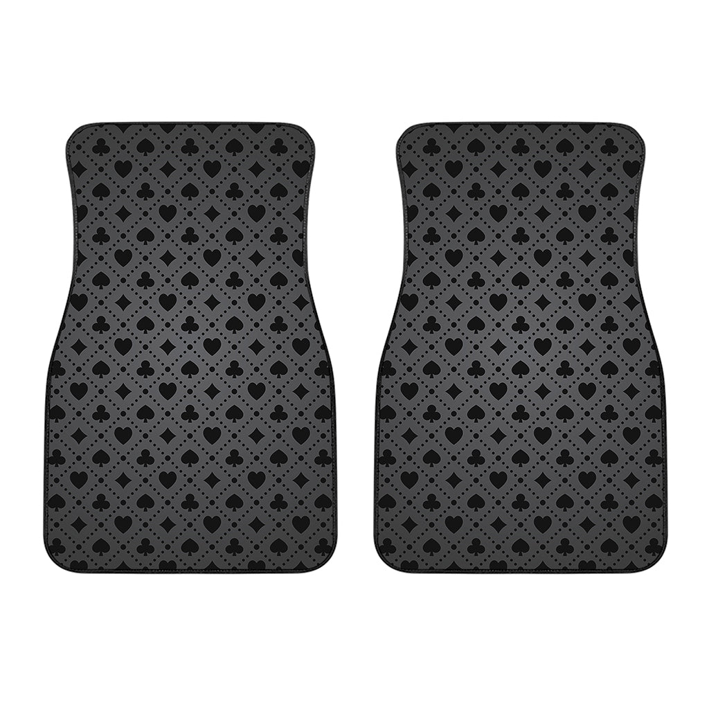 Black And Grey Playing Card Suits Print Front Car Floor Mats