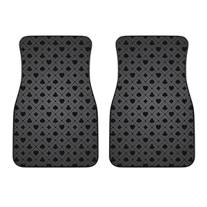 Black And Grey Playing Card Suits Print Front Car Floor Mats