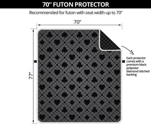 Black And Grey Playing Card Suits Print Futon Protector