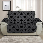 Black And Grey Playing Card Suits Print Half Sofa Protector