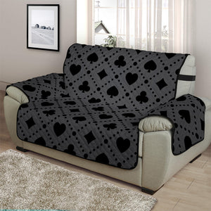 Black And Grey Playing Card Suits Print Half Sofa Protector