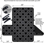 Black And Grey Playing Card Suits Print Half Sofa Protector